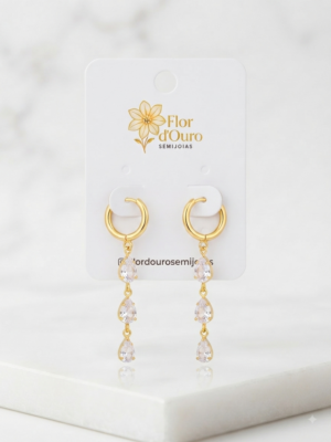 Brinco argola com zirconias cristal.