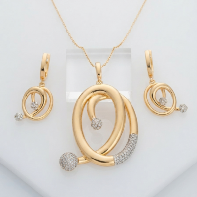 Conjunto moderno com caneta de ródio.