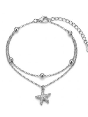 Tornozeleira dupla com estrela do mar cravajada.