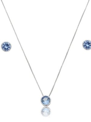 Conjunto rodio zirconia 5A azul.