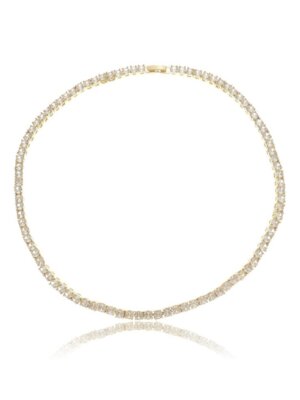 Colar riviera zirconia cristal, ouro 18k.