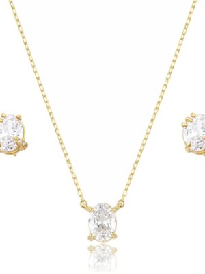 Conjunto ponto de luz oval, banhado a ouro 18k.