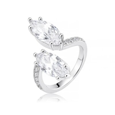 Anel estilizado, zirconia cristal, tamanho 16.